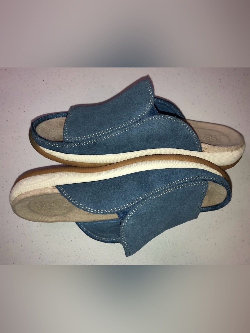 Lands' End leather slide sandals women’s 8